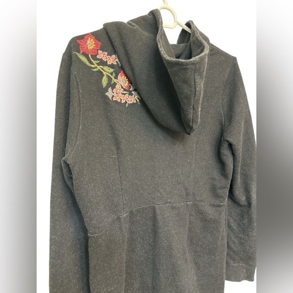 Caite Anthropologie Floral Embroidered Black Three Button Coat - Picture 3 of 12